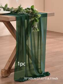 1pc Solid Color Table Runner, Minimalist Polyester Table Runner For Home - Green - View 3