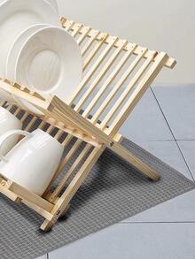 1pc Solid Color Absorbent Dish Drying Mat, Polyester Dish Placement For Kitchen - Grey - View 2