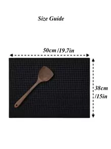 1pc Plain Dish Drying Mat, Minimalist Black Polyester Dish Drainer Mat For Kitchen - Black - View 3