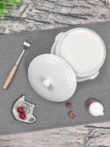 1pc Solid Color Absorbent Dish Drying Mat, Polyester Dish Placement For Kitchen - Grey - View 8