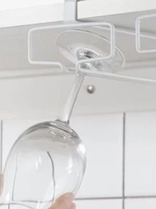 1 pieza Estante de almacenamiento de hierro, estante de almacenamiento de taza colgante liso minimalista para el hogar - Negro - Ver 2