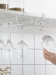 1 pieza Estante de almacenamiento de hierro, estante de almacenamiento de taza colgante liso minimalista para el hogar - Negro - Ver 3