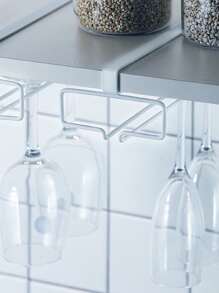 1 pieza Estante de almacenamiento de hierro, estante de almacenamiento de taza colgante liso minimalista para el hogar - Negro - Ver 4