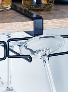 1 pieza Estante de almacenamiento de hierro, estante de almacenamiento de taza colgante liso minimalista para el hogar - Negro - Ver 5