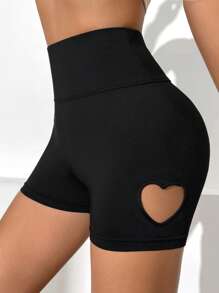 SHEIN EZwear Quần tất nữ Cắt ra màu trơn Giải trí - màu đen - Xem 1