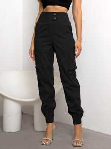 Joyfunear 側翻蓋口袋工裝褲