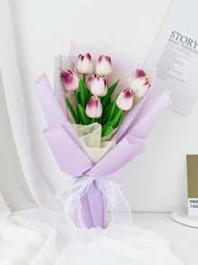 10pcs/set PVC Flower Wrapping Paper, Solid Color Gift Wrap Paper For Party - Mauve Purple - View 1