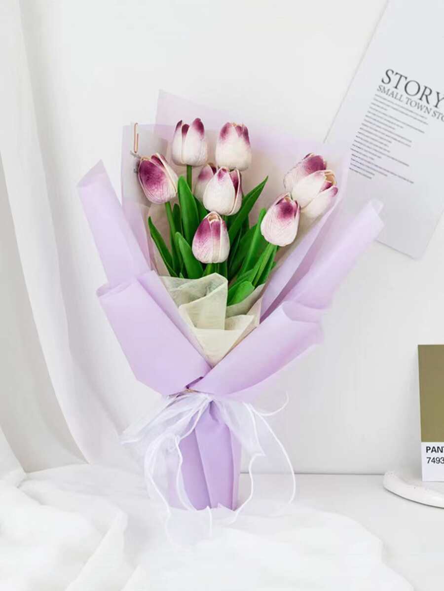 10pcs/set PVC Flower Wrapping Paper, Solid Color Gift Wrap Paper For Party - Mauve Purple - View 1