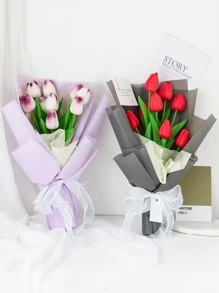 10pcs/set PVC Flower Wrapping Paper, Solid Color Gift Wrap Paper For Party - Mauve Purple - View 4