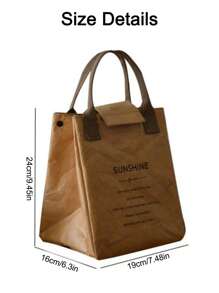 1pc Insulated Lunch Bag/1pc Japanese Style Bamboo Bento Box/1pc Lunch Bag With Bento Box - Yellow - View 4