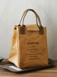 1pc Insulated Lunch Bag/1pc Japanese Style Bamboo Bento Box/1pc Lunch Bag With Bento Box - Yellow - View 8