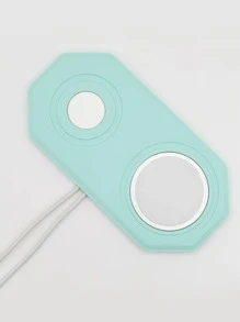 2 In 1 Silicone Wireless Charger Case Compatible With iPhone & Apple Watch - Blue - View 2