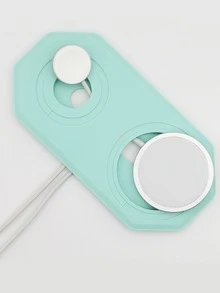 2 In 1 Silicone Wireless Charger Case Compatible With iPhone & Apple Watch - Blue - View 3