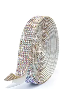 1pc Rhinestone Decor Ribbon, Shiny Strip For DIY Crafting - Multicolor - View 1