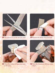 1pc Rhinestone Decor Ribbon, Shiny Strip For DIY Crafting - Multicolor - View 6