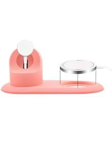 2 In 1 Silicone Phone Charger Stand Compatible With iPhone & Apple Watch - Pink - View 2