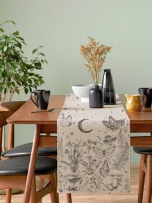 1pc Plant & Mushroom Pattern Table Runner, Modern Polyester Table Runner For Home - Multicolor - View 2