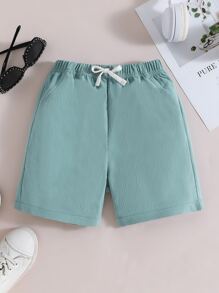 Toddler Boys Knot Front Shorts - Mint Blue - View 1