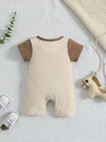 Đứa bé trai Đồ họa Hoạt hình Áo liền thân - Màu Khaki - Xem 2