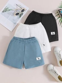 SHEIN Toddler Boys 3pcs Letter Patched Detail Shorts - Multicolor - View 1