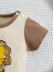 Đứa bé trai Đồ họa Hoạt hình Áo liền thân - Màu Khaki - Xem 5