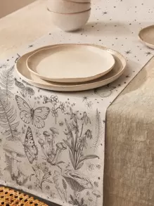 1pc Plant & Mushroom Pattern Table Runner, Modern Polyester Table Runner For Home - Multicolor - View 6