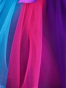 Trang phục tiệc cho bé gái Nơ Bướm Tương phản Mesh Hoạt hình Lá thư - Nhiều màu - Xem 4