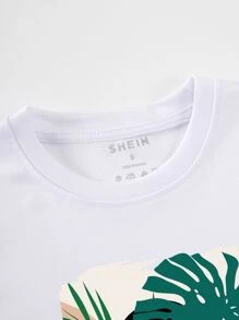 SHEIN Essnce Áo thun nữ Con số Thực vật Giải trí - trắng - Xem 3