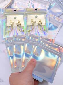 20入組鐳射禮品袋,現代塑膠禮品包裝袋適合派對,假期 - 彩色 - 查看 3