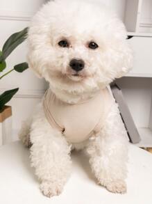 熊裝飾米色貓狗馬甲 - 米色 - 查看 3