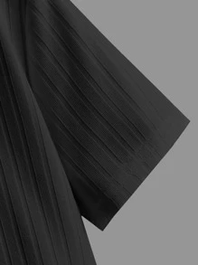 SHEIN Niñito Camiseta unicolor tejido de canalé - Negro - Ver 3