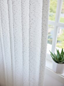 素色單面板透明窗簾適用於客廳和臥室滌綸濾光隱私透明窗簾 - 白色 - 查看 4