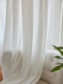 素色單面板透明窗簾適用於客廳和臥室滌綸濾光隱私透明窗簾 - 白色 - 查看 8