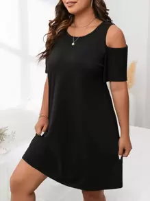 SHEIN LUNE 大碼挖肩T恤連衣裙