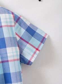 SHEIN 小男童格紋印花襯衫不帶T恤