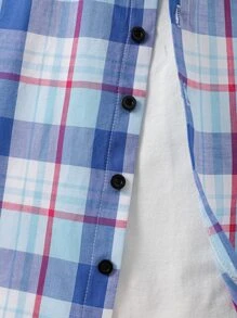 SHEIN 小男童格紋印花襯衫不帶T恤