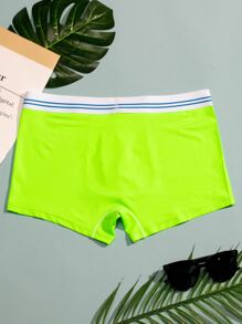 Men Striped Tape Waist Boxer Brief - Lime Green - View 2