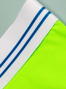 Men Striped Tape Waist Boxer Brief - Lime Green - View 3