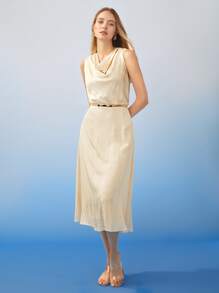 MOTF PREMIUM 真絲蛇皮紋洋裝 - 杏色 - 查看 2