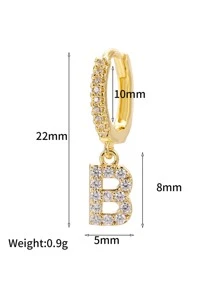 CVNANA 1 Miếng Giường đơn Châu Âu & Châu Mỹ Lung linh Pha lê Chữ cái Hoa tai Đối với phụ nữ , Màu bạc Đồng , Ngày đêm & Quà sinh nhật - Vàng - Xem 3