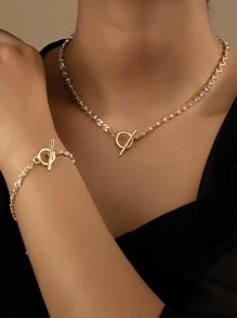 2 cái/bộ Thanh lịch Đồ trang trí Ngọc Trai giả OT Buckle Bộ trang sức Đối với phụ nữ Để Trang Trí Hàng Ngày - Vàng - Xem 1