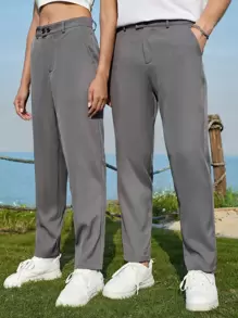 Manfinity RebelGame 1pc Solid Slant Pocket Suit Trousers - Dark Grey - View 1