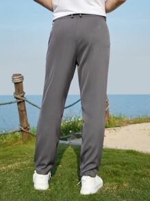 Manfinity RebelGame 1pc Solid Slant Pocket Suit Trousers - Dark Grey - View 2