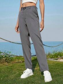 Manfinity RebelGame 1pc Solid Slant Pocket Suit Trousers - Dark Grey - View 4