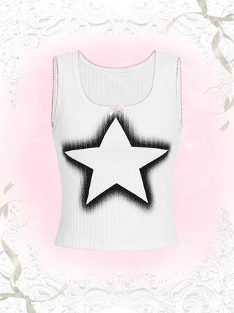 Sweetness Débardeur avec lien de contraste à imprimé étoile