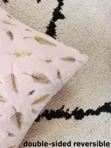 1 Pc Feather Embossed Pink Pillow Cover, Without Pillow Inner - Multicolor - View 6