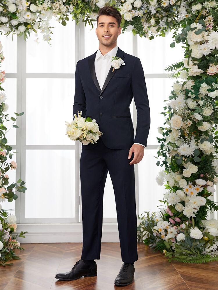 Men 1pc Single Breasted Blazer & 1pc Pants