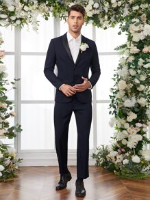 Manfinity VCAY Men 1pc Single Breasted Blazer & 1pc Trousers - Navy Blue - View 6