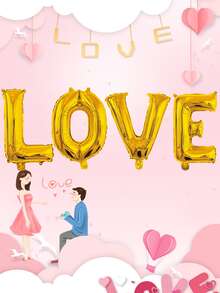 Globo decorativo 16 pulgadas dorado con diseño de letra para boda - Dorado - Ver 1