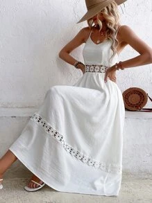 SHEIN VCAY Vestido de tirantes con encaje - Blanco - Ver 3